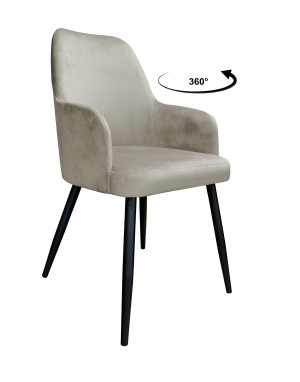 Krzesło WESTA tkanina Welur noga metalowa elegancki styl loftowy : Kolor nogi - Czarna stożek, Kolor tkaniny - VELVET - MG09, Typ siedziska - Siedzisko obrotowe 360°