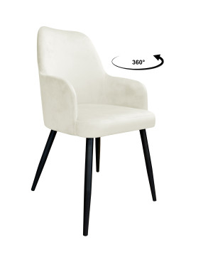 Krzesło WESTA tkanina Welur noga metalowa elegancki styl loftowy : Kolor nogi - Czarna stożek, Kolor tkaniny - VELVET - MG50, Typ siedziska - Siedzisko obrotowe 360°