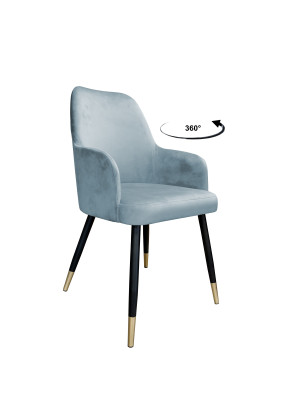 Krzesło WESTA tkanina Welur noga metalowa elegancki styl loftowy : Kolor nogi - Czano-złota stożek, Kolor tkaniny - VELVET - BL06, Typ siedziska - Siedzisko obrotowe 360°