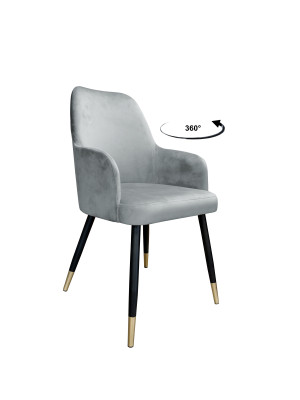 Krzesło WESTA tkanina Welur noga metalowa elegancki styl loftowy : Kolor nogi - Czano-złota stożek, Kolor tkaniny - VELVET - MG17, Typ siedziska - Siedzisko obrotowe 360°