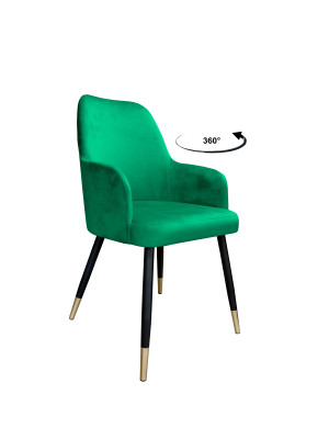 Krzesło WESTA tkanina Welur noga metalowa elegancki styl loftowy : Kolor nogi - Czano-złota stożek, Kolor tkaniny - VELVET - MG25, Typ siedziska - Siedzisko obrotowe 360°