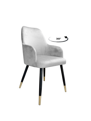 Krzesło WESTA tkanina Welur noga metalowa elegancki styl loftowy : Kolor nogi - Czano-złota stożek, Kolor tkaniny - VELVET - MG39, Typ siedziska - Siedzisko obrotowe 360°