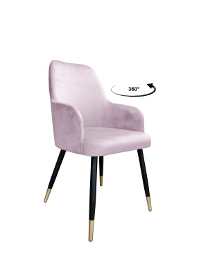 Krzesło WESTA tkanina Welur noga metalowa elegancki styl loftowy : Kolor nogi - Czano-złota stożek, Kolor tkaniny - VELVET - MG55, Typ siedziska - Siedzisko obrotowe 360°