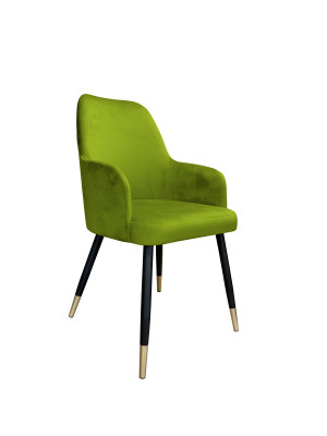 Krzesło WESTA tkanina Welur noga metalowa elegancki styl loftowy : Kolor nogi - Czano-złota stożek, Kolor tkaniny - VELVET - BL75, Typ siedziska - Siedzisko stałe