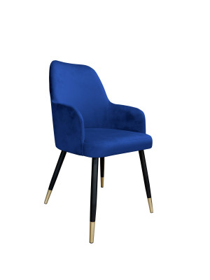 Krzesło WESTA tkanina Welur noga metalowa elegancki styl loftowy : Kolor nogi - Czano-złota stożek, Kolor tkaniny - VELVET - MG16, Typ siedziska - Siedzisko stałe