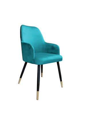 Krzesło WESTA tkanina Welur noga metalowa elegancki styl loftowy : Kolor nogi - Czano-złota stożek, Kolor tkaniny - VELVET - MG20, Typ siedziska - Siedzisko stałe
