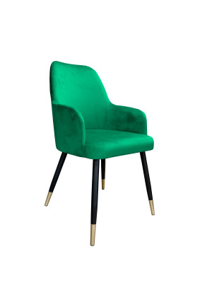 Krzesło WESTA tkanina Welur noga metalowa elegancki styl loftowy : Kolor nogi - Czano-złota stożek, Kolor tkaniny - VELVET - MG25, Typ siedziska - Siedzisko stałe