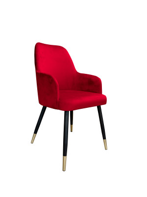 Krzesło WESTA tkanina Welur noga metalowa elegancki styl loftowy : Kolor nogi - Czano-złota stożek, Kolor tkaniny - VELVET - MG31, Typ siedziska - Siedzisko stałe