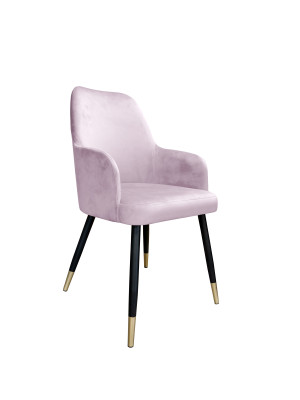 Krzesło WESTA tkanina Welur noga metalowa elegancki styl loftowy : Kolor nogi - Czano-złota stożek, Kolor tkaniny - VELVET - MG55, Typ siedziska - Siedzisko stałe