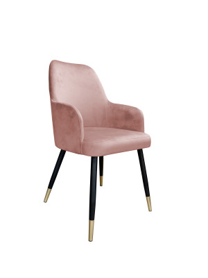Krzesło WESTA tkanina Welur noga metalowa elegancki styl loftowy : Kolor nogi - Czano-złota stożek, Kolor tkaniny - VELVET - MG58, Typ siedziska - Siedzisko stałe