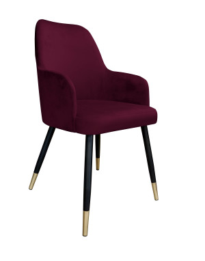 Krzesło WESTA tkanina Welur noga metalowa elegancki styl loftowy : Kolor nogi - Czano-złota stożek, Kolor tkaniny - VELVET - MG02, Typ siedziska - Siedzisko stałe