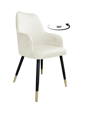 Krzesło WESTA tkanina Welur noga metalowa elegancki styl loftowy : Kolor nogi - Czano-złota stożek, Kolor tkaniny - VELVET - MG50, Typ siedziska - Siedzisko obrotowe 360°