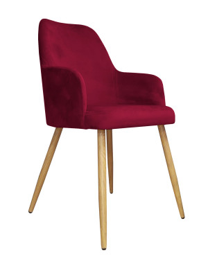 Krzesło WESTA tkanina Welur noga metalowa elegancki styl loftowy : Kolor nogi - Dąd stożek, Kolor tkaniny - VELVET - MG31, Typ siedziska - Siedzisko stałe