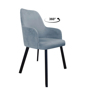 Krzesło WESTA tkanina Welur noga metalowa elegancki styl loftowy : Kolor nogi - Czarna profil, Kolor tkaniny - VELVET - BL06, Typ siedziska - Siedzisko obrotowe 360°