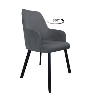 Krzesło WESTA tkanina Welur noga metalowa elegancki styl loftowy : Kolor nogi - Czarna profil, Kolor tkaniny - VELVET - BL14, Typ siedziska - Siedzisko obrotowe 360°