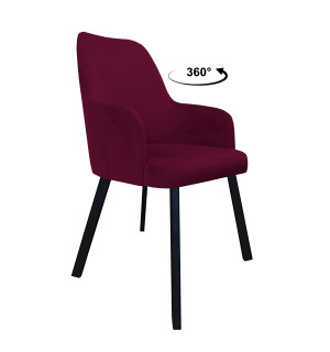 Krzesło WESTA tkanina Welur noga metalowa elegancki styl loftowy : Kolor nogi - Czarna profil, Kolor tkaniny - VELVET - MG02, Typ siedziska - Siedzisko obrotowe 360°
