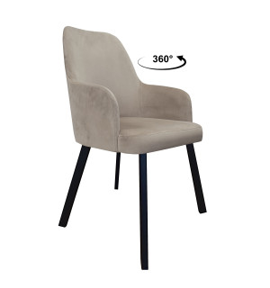 Krzesło WESTA tkanina Welur noga metalowa elegancki styl loftowy : Kolor nogi - Czarna profil, Kolor tkaniny - VELVET - MG09, Typ siedziska - Siedzisko obrotowe 360°