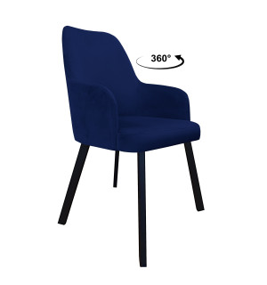 Krzesło WESTA tkanina Welur noga metalowa elegancki styl loftowy : Kolor nogi - Czarna profil, Kolor tkaniny - VELVET - MG16, Typ siedziska - Siedzisko obrotowe 360°