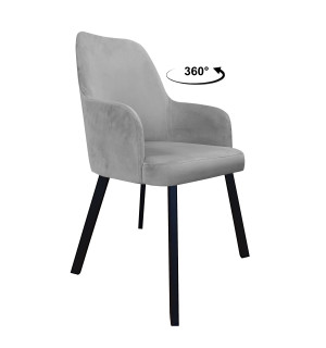 Krzesło WESTA tkanina Welur noga metalowa elegancki styl loftowy : Kolor nogi - Czarna profil, Kolor tkaniny - VELVET - MG17, Typ siedziska - Siedzisko obrotowe 360°