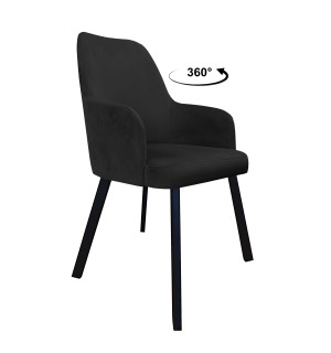 Krzesło WESTA tkanina Welur noga metalowa elegancki styl loftowy : Kolor nogi - Czarna profil, Kolor tkaniny - VELVET - MG19, Typ siedziska - Siedzisko obrotowe 360°