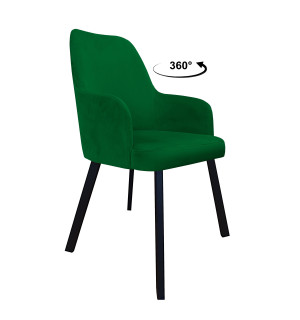 Krzesło WESTA tkanina Welur noga metalowa elegancki styl loftowy : Kolor nogi - Czarna profil, Kolor tkaniny - VELVET - MG25, Typ siedziska - Siedzisko obrotowe 360°