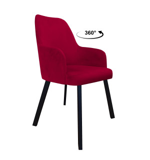 Krzesło WESTA tkanina Welur noga metalowa elegancki styl loftowy : Kolor nogi - Czarna profil, Kolor tkaniny - VELVET - MG31, Typ siedziska - Siedzisko obrotowe 360°