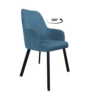 Krzesło WESTA tkanina Welur noga metalowa elegancki styl loftowy : Kolor nogi - Czarna profil, Kolor tkaniny - VELVET - MG33, Typ siedziska - Siedzisko obrotowe 360°