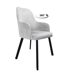 Krzesło WESTA tkanina Welur noga metalowa elegancki styl loftowy : Kolor nogi - Czarna profil, Kolor tkaniny - VELVET - MG39, Typ siedziska - Siedzisko obrotowe 360°