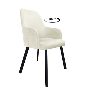 Krzesło WESTA tkanina Welur noga metalowa elegancki styl loftowy : Kolor nogi - Czarna profil, Kolor tkaniny - VELVET - MG50, Typ siedziska - Siedzisko obrotowe 360°