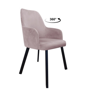 Krzesło WESTA tkanina Welur noga metalowa elegancki styl loftowy : Kolor nogi - Czarna profil, Kolor tkaniny - VELVET - MG55, Typ siedziska - Siedzisko obrotowe 360°