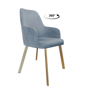 Krzesło WESTA tkanina Welur noga metalowa elegancki styl loftowy : Kolor nogi - Złota profil, Kolor tkaniny - VELVET - BL06, Typ siedziska - Siedzisko obrotowe 360°