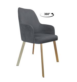 Krzesło WESTA tkanina Welur noga metalowa elegancki styl loftowy : Kolor nogi - Złota profil, Kolor tkaniny - VELVET - BL14, Typ siedziska - Siedzisko obrotowe 360°