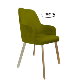 Krzesło WESTA tkanina Welur noga metalowa elegancki styl loftowy : Kolor nogi - Złota profil, Kolor tkaniny - VELVET - BL75, Typ siedziska - Siedzisko obrotowe 360°
