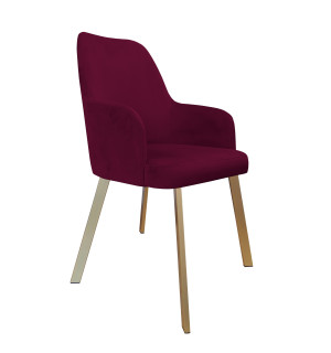 Krzesło WESTA tkanina Welur noga metalowa elegancki styl loftowy : Kolor nogi - Złota profil, Kolor tkaniny - VELVET - MG02, Typ siedziska - Siedzisko stałe