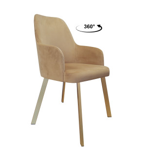Krzesło WESTA tkanina Welur noga metalowa elegancki styl loftowy : Kolor nogi - Złota profil, Kolor tkaniny - VELVET - MG06, Typ siedziska - Siedzisko obrotowe 360°