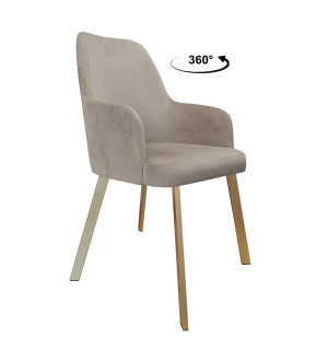 Krzesło WESTA tkanina Welur noga metalowa elegancki styl loftowy : Kolor nogi - Złota profil, Kolor tkaniny - VELVET - MG09, Typ siedziska - Siedzisko obrotowe 360°