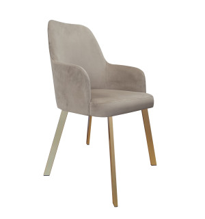 Krzesło WESTA tkanina Welur noga metalowa elegancki styl loftowy : Kolor nogi - Złota profil, Kolor tkaniny - VELVET - MG09, Typ siedziska - Siedzisko stałe