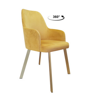 Krzesło WESTA tkanina Welur noga metalowa elegancki styl loftowy : Kolor nogi - Złota profil, Kolor tkaniny - VELVET - MG15, Typ siedziska - Siedzisko obrotowe 360°