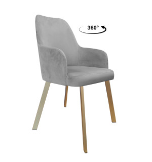 Krzesło WESTA tkanina Welur noga metalowa elegancki styl loftowy : Kolor nogi - Złota profil, Kolor tkaniny - VELVET - MG17, Typ siedziska - Siedzisko obrotowe 360°