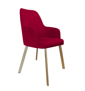 Krzesło WESTA tkanina Welur noga metalowa elegancki styl loftowy : Kolor nogi - Złota profil, Kolor tkaniny - VELVET - MG31, Typ siedziska - Siedzisko stałe