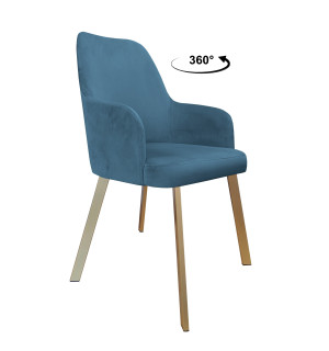 Krzesło WESTA tkanina Welur noga metalowa elegancki styl loftowy : Kolor nogi - Złota profil, Kolor tkaniny - VELVET - MG33, Typ siedziska - Siedzisko obrotowe 360°
