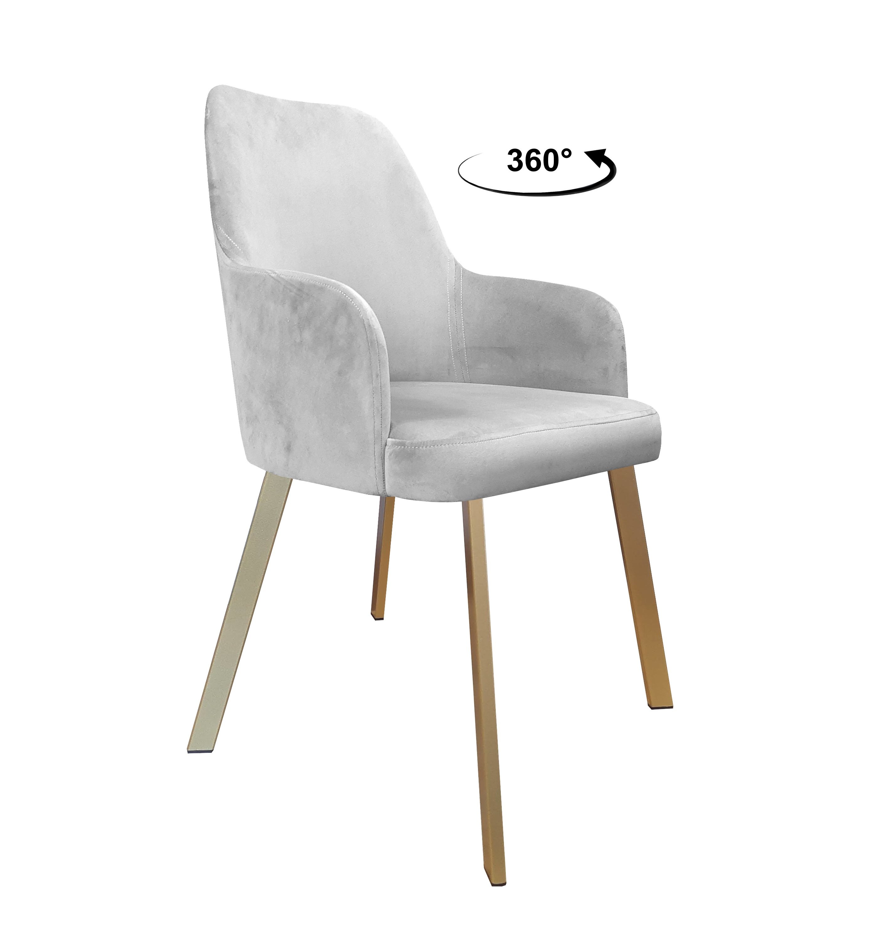 Krzesło WESTA tkanina Welur noga metalowa elegancki styl loftowy : Kolor nogi - Złota profil, Kolor tkaniny - VELVET - MG39, Typ siedziska - Siedzisko obrotowe 360°