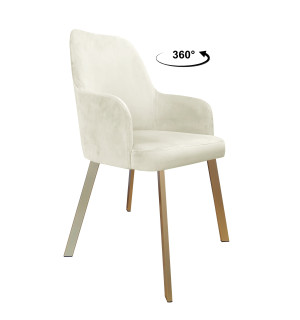 Krzesło WESTA tkanina Welur noga metalowa elegancki styl loftowy : Kolor nogi - Złota profil, Kolor tkaniny - VELVET - MG50, Typ siedziska - Siedzisko obrotowe 360°