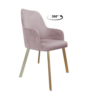 Krzesło WESTA tkanina Welur noga metalowa elegancki styl loftowy : Kolor nogi - Złota profil, Kolor tkaniny - VELVET - MG55, Typ siedziska - Siedzisko obrotowe 360°