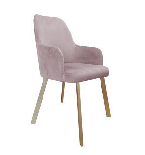 Krzesło WESTA tkanina Welur noga metalowa elegancki styl loftowy : Kolor nogi - Złota profil, Kolor tkaniny - VELVET - MG55, Typ siedziska - Siedzisko stałe