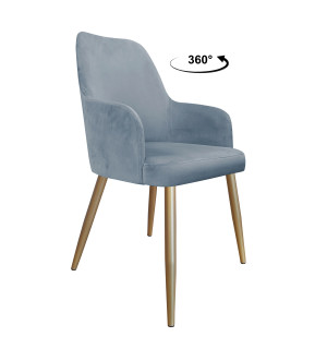 Krzesło WESTA tkanina Welur noga metalowa elegancki styl loftowy : Kolor nogi - Złota stożek, Kolor tkaniny - VELVET - BL06, Typ siedziska - Siedzisko obrotowe 360°