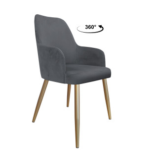 Krzesło WESTA tkanina Welur noga metalowa elegancki styl loftowy : Kolor nogi - Złota stożek, Kolor tkaniny - VELVET - BL14, Typ siedziska - Siedzisko obrotowe 360°