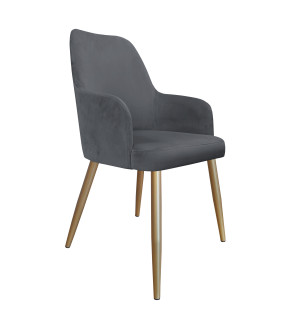Krzesło WESTA tkanina Welur noga metalowa elegancki styl loftowy : Kolor nogi - Złota stożek, Kolor tkaniny - VELVET - BL14, Typ siedziska - Siedzisko stałe