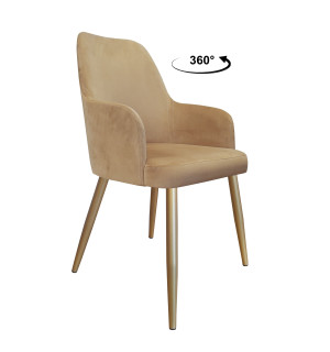 Krzesło WESTA tkanina Welur noga metalowa elegancki styl loftowy : Kolor nogi - Złota stożek, Kolor tkaniny - VELVET - MG06, Typ siedziska - Siedzisko obrotowe 360°
