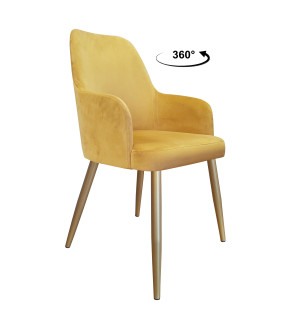 Krzesło WESTA tkanina Welur noga metalowa elegancki styl loftowy : Kolor nogi - Złota stożek, Kolor tkaniny - VELVET - MG15, Typ siedziska - Siedzisko obrotowe 360°